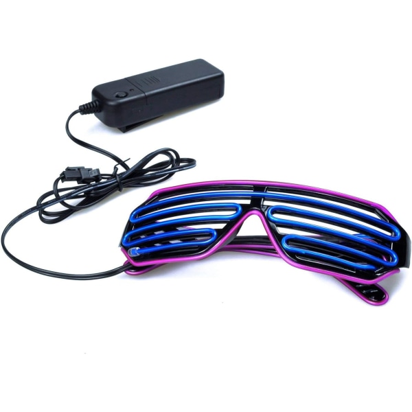 Neon Rave -lasit (violetti sininen) vilkkuvat LED-aurinkolasit syttyvät D