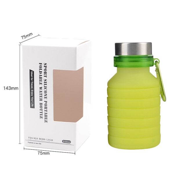 1 pakke sammenleggbar vannflaske, grønn-18 oz gjenbrukbar BPA-fri S