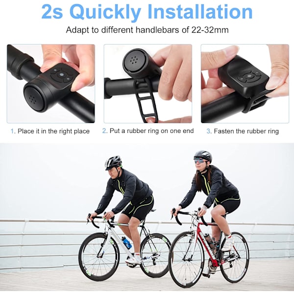 Elektrisk cykelklokke, elektronisk hornalarm cykelklokke 120dB, IP