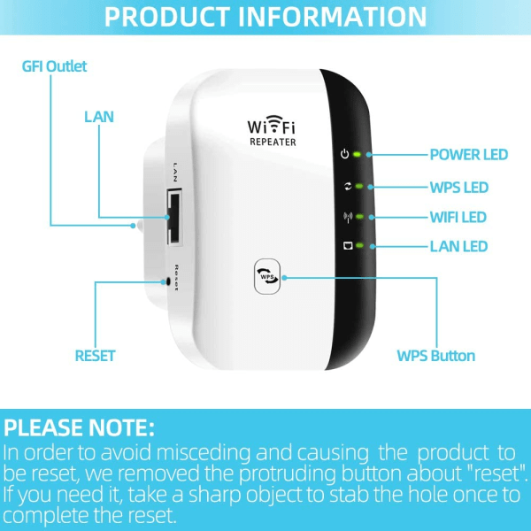 WiFi Range Extender Repeater, 300 Mbps trådløs router Signal Sup