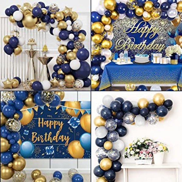 133 blå ballon bue sæt, marine ballon guirlande sæt, fødselsdag f