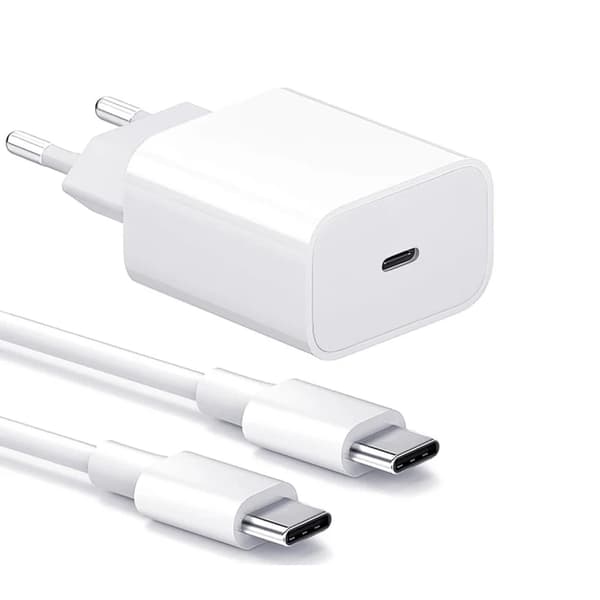 2-pak - til Samsung/Apple 20W Adapter USB-C Hurtigoplader Hvid