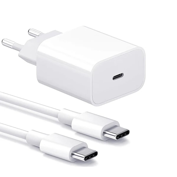 2-pakning - for Samsung/Apple 20W Adapter USB-C Hurtiglader Hvit