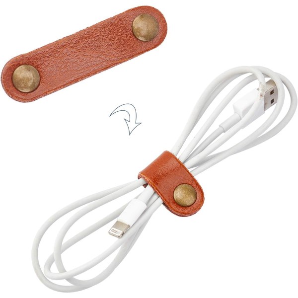 10 Læderklemmer Kabelarrangør USB Kabelstyring Earphone