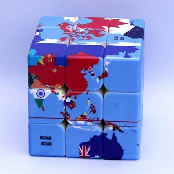 Speed Cube World Map Design Magic Cube Puzzle, IQ Game Puzzle