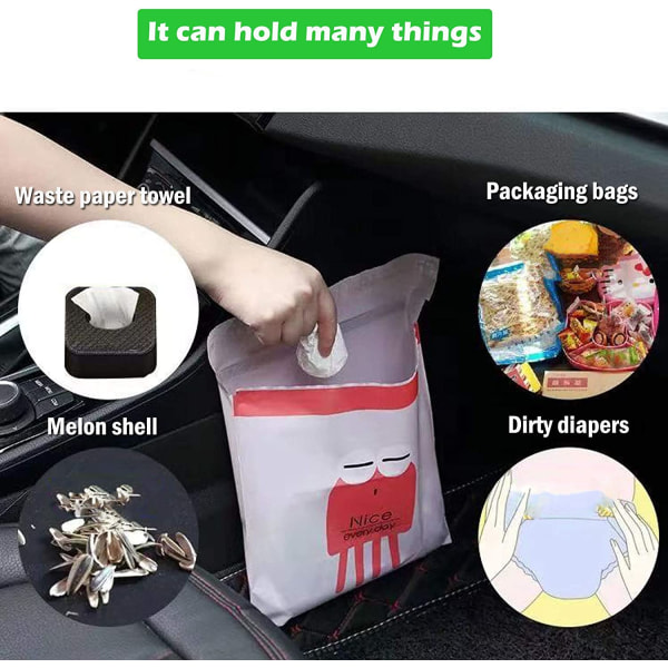 75 kpl (vihreä) Easy Stick-On Kertakäyttöiset Auton roskapussit Itsekiinnittyvä