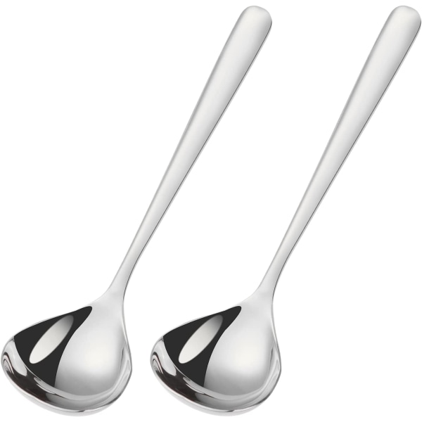 2 Pieces Ladle Stainless Steel Silver Soup Spoons 7.8 Inch S