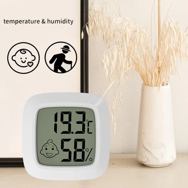 En-delt mini LCD-termometer, digitalt termometer hygrometer,
