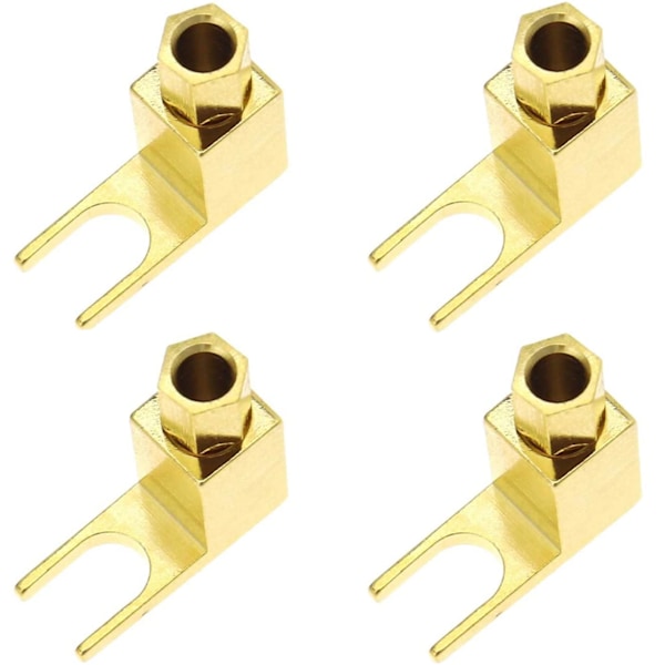 4 stk høyttalerkabelkontakt, High End Banan til Spade Adapter, Høyttalerkabel, Rett Vinkel Spade Gaffel og Binding Post C