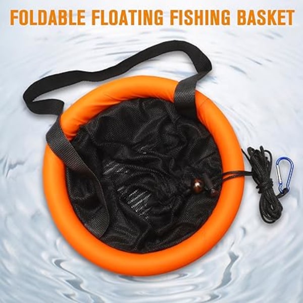 Flytande fiskehåv, hopfällbar fiskenät nylonmaska fiskkorg för förvaring av elritsa, räkor, paddfisk 5/10 G