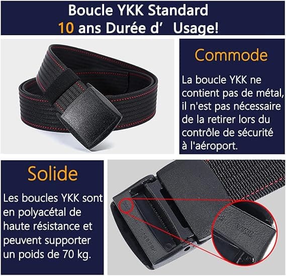 Herre Nylon Belte - Svart Plastspenne - Fullt Justerbart Arbeid