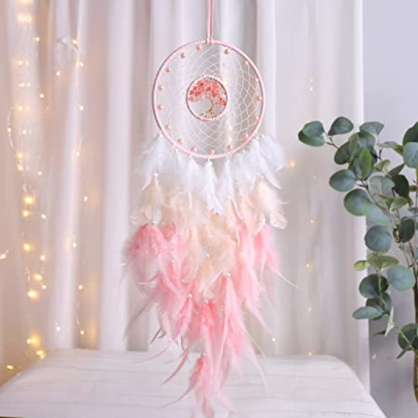 Kauniita unelmia Pink Dream Catchers tytöille, Moon Dream Catcher wit