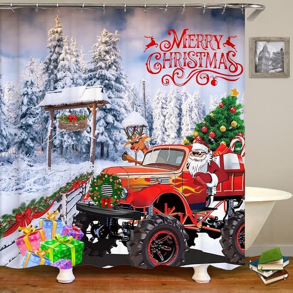 God Jul Duschdraperiuppsättningar för Badrum, 4 st Jul