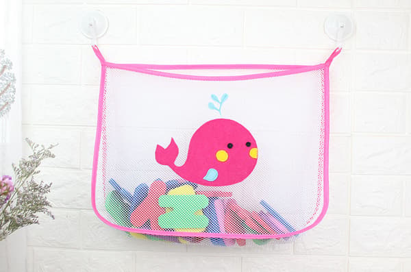 Pink badelegetøjsopbevaringspose til børn, ca. 30 cm x 40 cm x 10