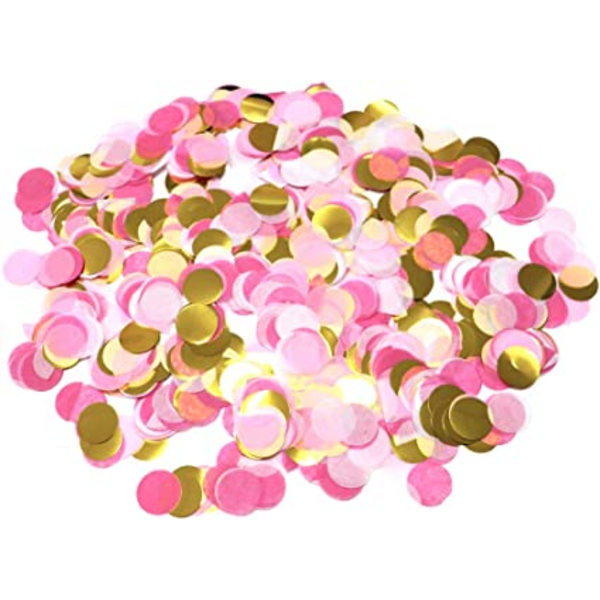 Vaaleanpunainen syntymäpäiväkonfetti - 500g hääkonfetti syntymäpäivän pöytäkoriste paperi ja folio kiiltävä pyöreä konfetti karnevaaliin, jouluun, halloweeniin, kasteeseen
