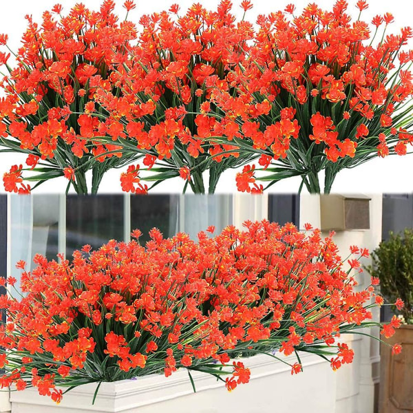 8 Bundles Outdoor Artificial Fake Flowers Shrubs Uv Resistan