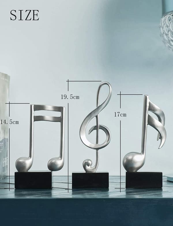 Kunst 3 stk. Musiknote Statue Dekoration Skulptur Resin Figur A