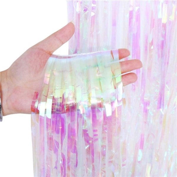 2 st XtraLarge Iridescent Fringe Curtain, 3.28x8 Feet -Iride