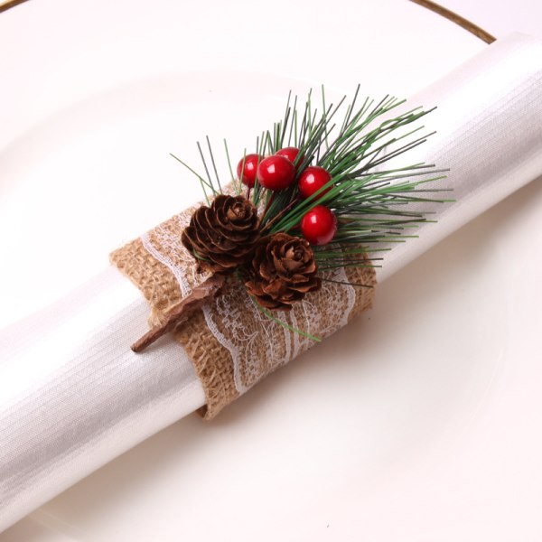 12 st Servettringshållare Jul Grankottar Julstjärna C