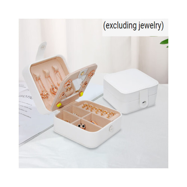 One piece (white) Travel Jewellery Box with Mirror for Rings Ear