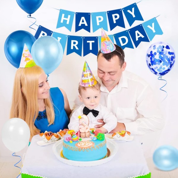 4-års fødselsdagsballon, blå 4-års fødselsdagsdekor