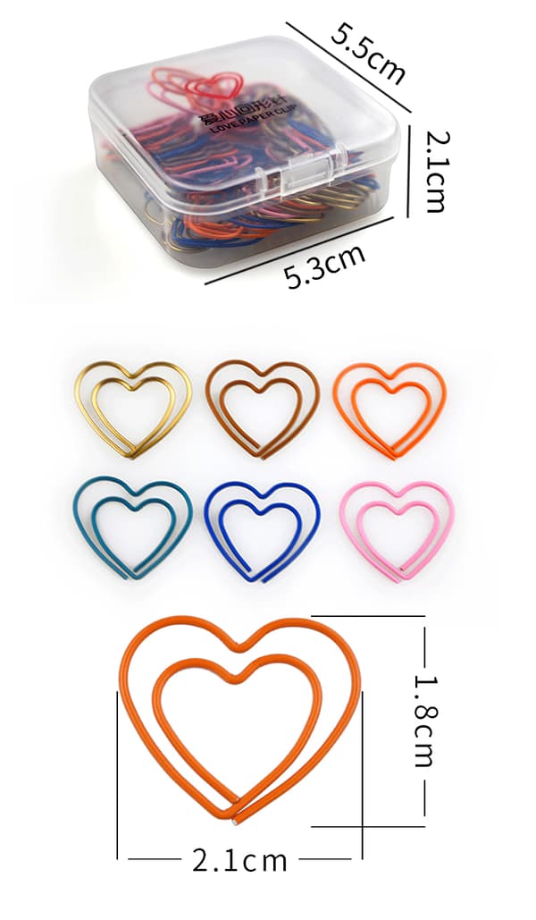 150 stk papirklips, metall papirklips, hjerteformede papirklips