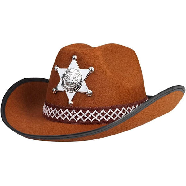 Sheriffhatt for barn, brun One Size