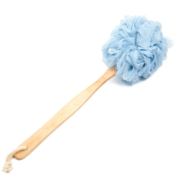 Luffa stick, luffa ryggskrubb för dusch, badsvamp med