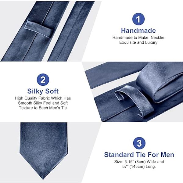 (Marineblå) Slips til menn, Håndlaget slips til menn, Smal Slips Flere Farger Tilgjengelig, Slips til Bryllup Formell Business Slips, Slips