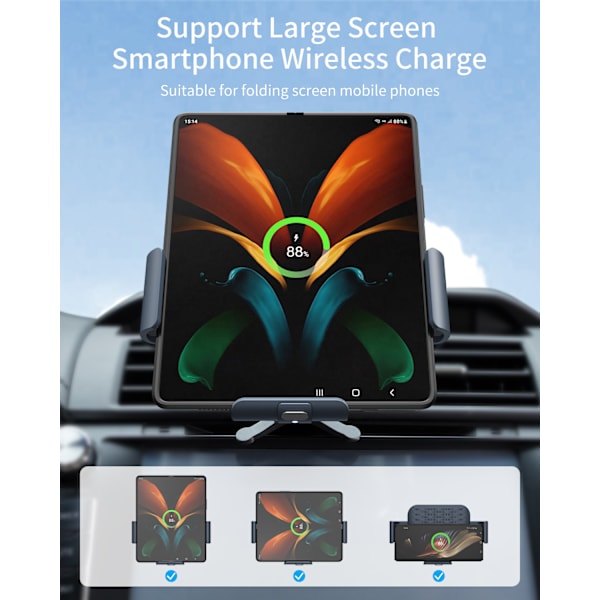 S10kc Samsung fold skjerm folding bil trådløs lader telefon hol