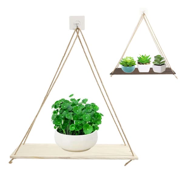 Original träfärg, set med 2, hängande planter och geometrisk vägg