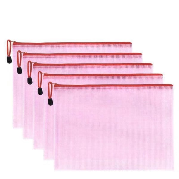 5 stk. Hvite A4 Plastmapper Ziplock Dokumentmapper PVC M