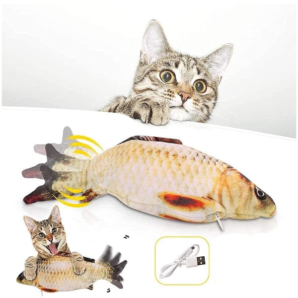 Fiskelegetøj til kat, kattelegetøj Fisk flytter, Elektrisk fiskelegetøj med