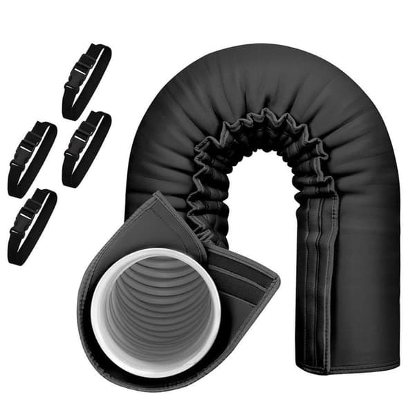 Bærbar AC-slangeisoleringsmuffe, passer til udstødningsslanger med 5\" og 5,9\" diameter, med 4 justerbare stropper, sort