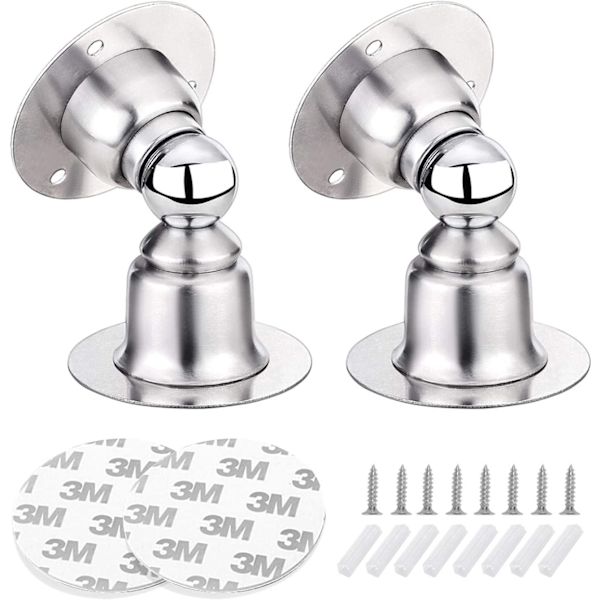 2 stk magnetisk dørstopper, dørstopper i rustfritt stål med 3