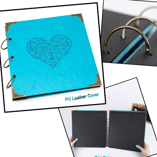 Fotoalbum DIY-skrapbok, 10x10 tommer 50 sider Vintage Leath