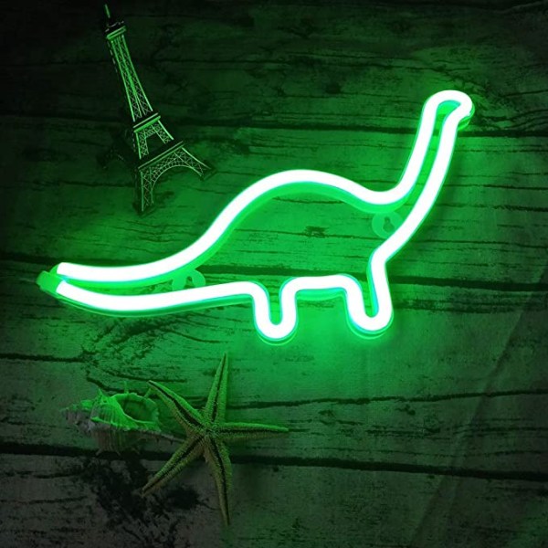 LED neonljus (grön) Dinosaurieformad dekorljusskylt, vägg dec