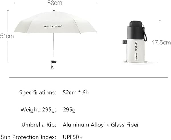 Vit hopfällbart paraply bärbart fickparaply solskydd A
