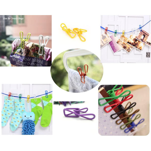 Chip Clips, 30 stk. 2 tommer 10 forskellige tilfældige farver Utility Met