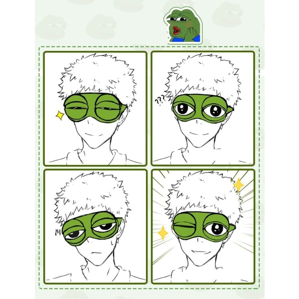 Eye Mask, Fluff Face Søvnig ansikt Morsom nyhet tegneserie Frog Eye