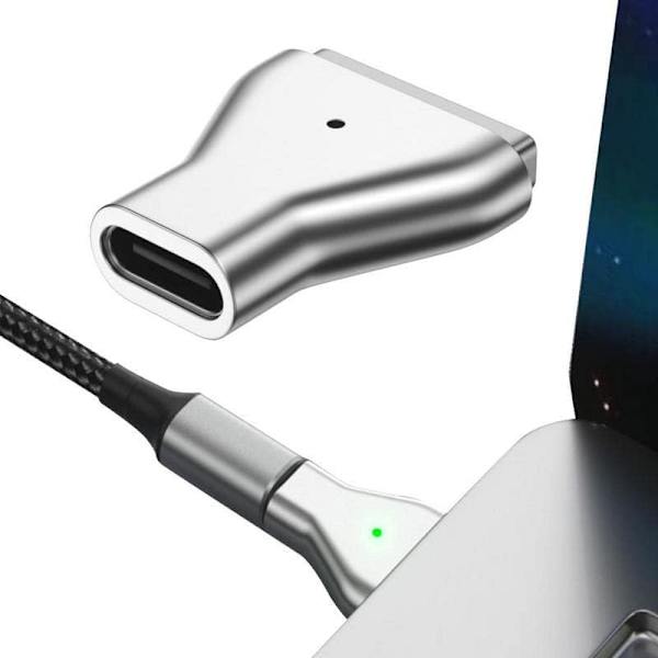 USB C till magnetisk adapter, typ C till 2 magnetiska T-huvud PD 100W snabbladdningskonverter kompatibel med MacBook Air Pro 2013-2015