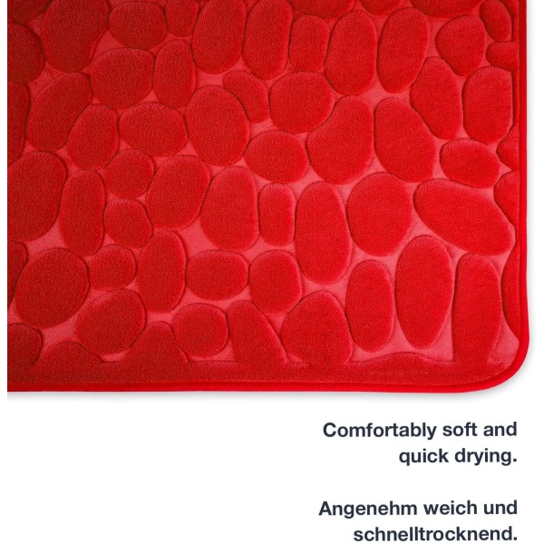 Sklisikker Memory Foam Badematte - Badematte 50 x 80 cm - Rød