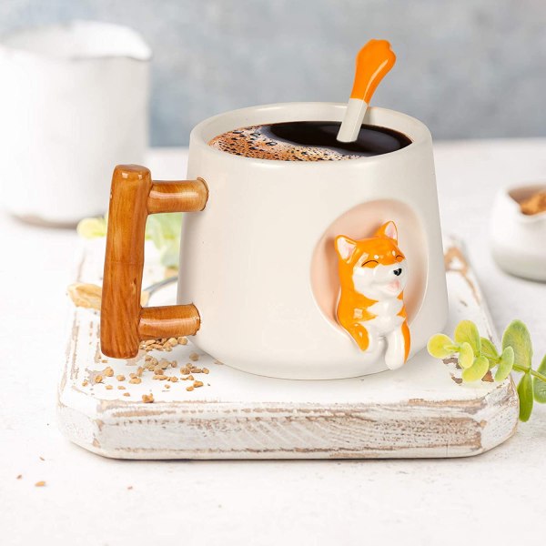 Keramiikka söpö kahvimukit, 14oz teemuki toimistokuppi söpö 3D Do