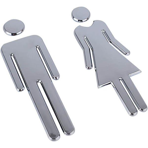Toilet Dørplade Skilte Sølv med Selvklæbende til Restaurant