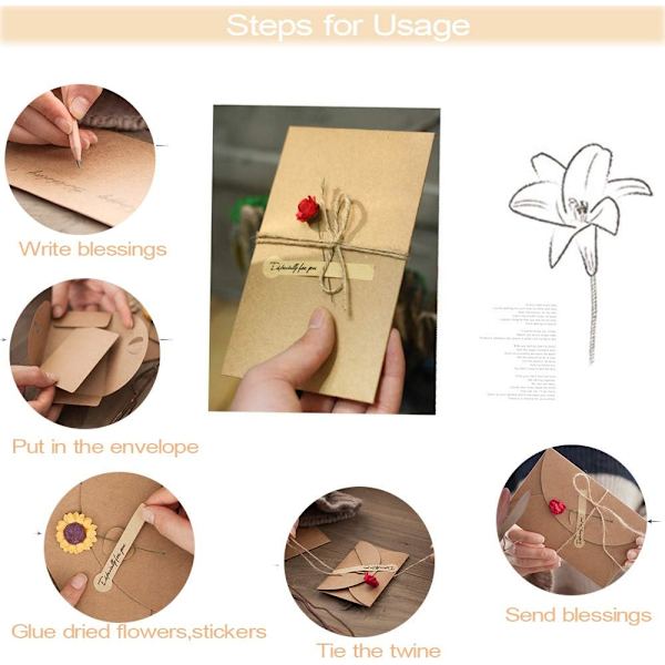 Retro Kraftpapper Torkade Blommor, DIY Kreativ Välsignelse