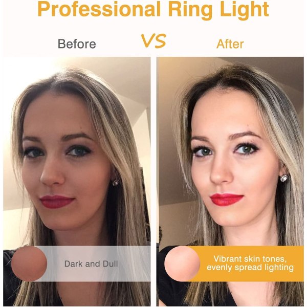 Clip on Ring Light, genopladeligt 60 LED Selfie Ring Light til Ph