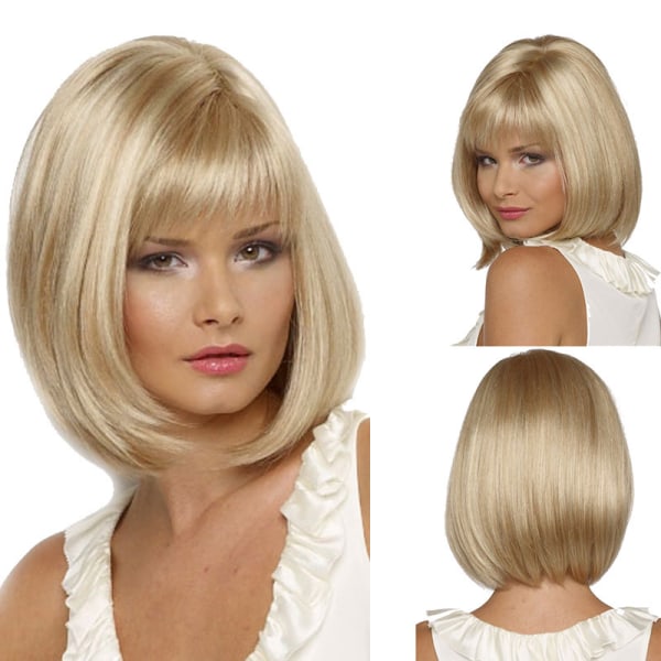 Parykk kvinner kort rett hår lys blond kjemisk fiber wi