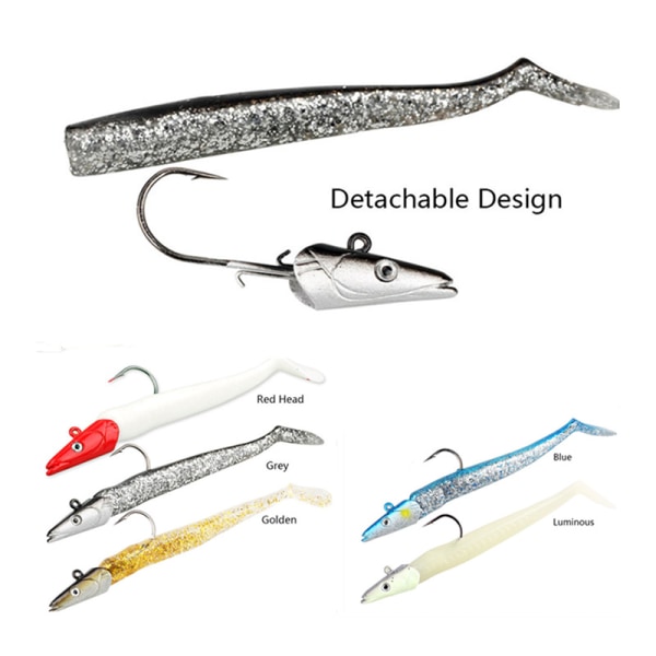 Croch Soft Fiske Lokker 10stk med Jigghode og T Hale 11cm for