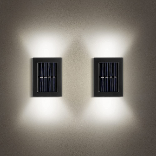 To sæt solcelle væg- og nedre lysende LED-lamper, vandtæt