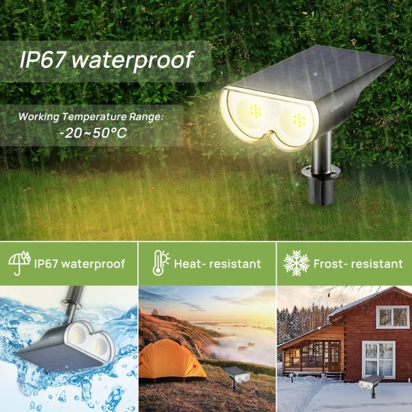 Solcellelys utendørs med bevegelsessensor, IP67 vanntett utendørs